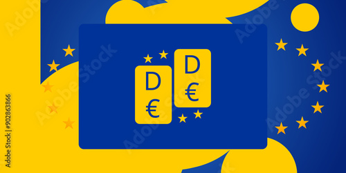 symbol of Digital Euro as D€ as DEURO or D-Euro creative symbol, online payment by mobile device and smart card by the European Union as CBDC photo