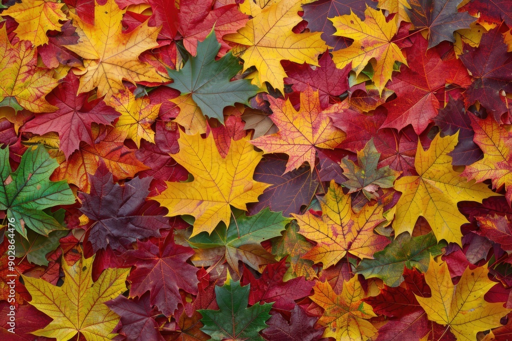 October Leaves. Colorful Fall Maple Leaves in Yellow, Orange, and Red Background October Leaves. Colorful Fall Maple Leaves in Yellow, Orange, and Red Background