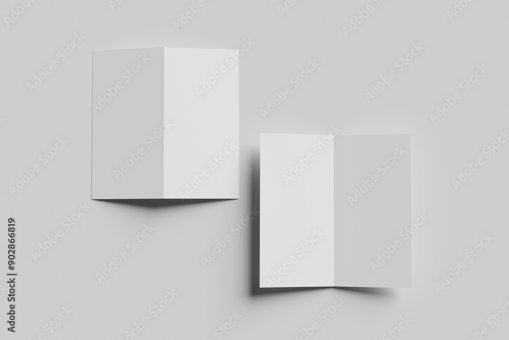 DL blank bi-fold brochure for mockup. 3D render illustration DL blank bi-fold brochure for mockup. 3D render illustration