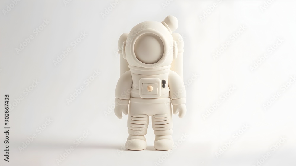 Whimsical Clay Astronaut Floating in Serene Cosmic Landscape Whimsical Clay Astronaut Floating in Serene Cosmic Landscape