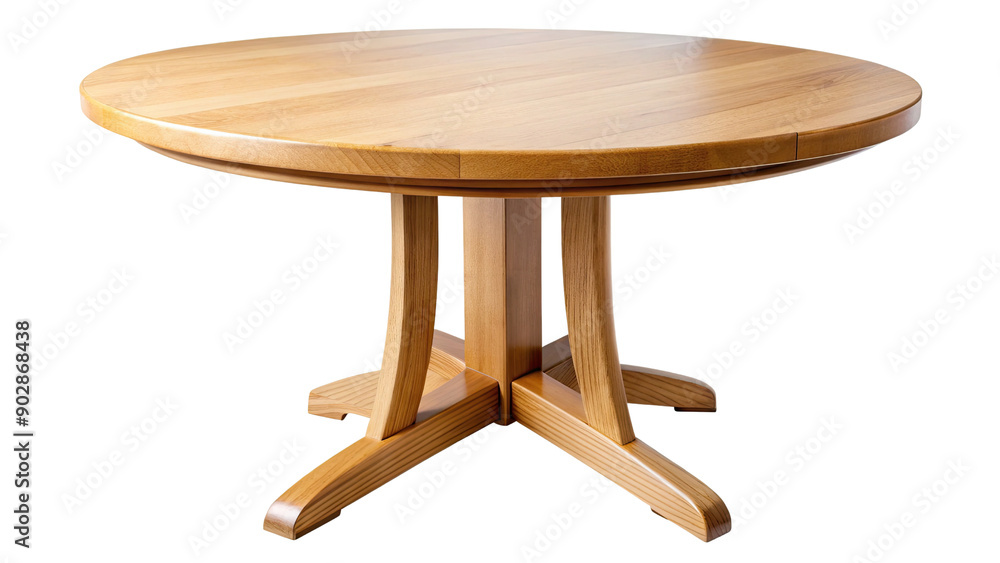 Round wooden table with a sturdy base isolated on a transparent background Round wooden table with a sturdy base isolated on a transparent background