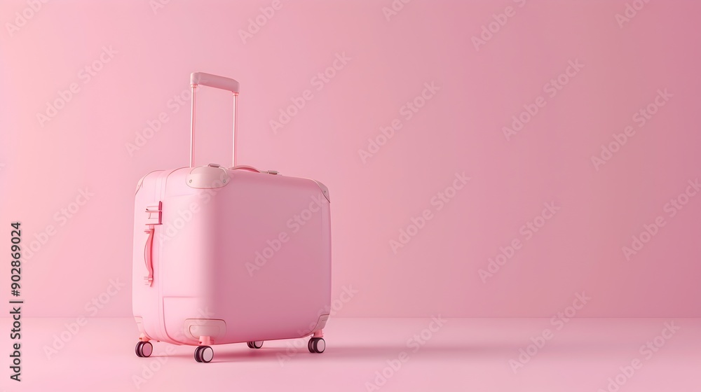 Tiny Rolling Suitcase on Pastel Background - Minimal Travel Gear Design