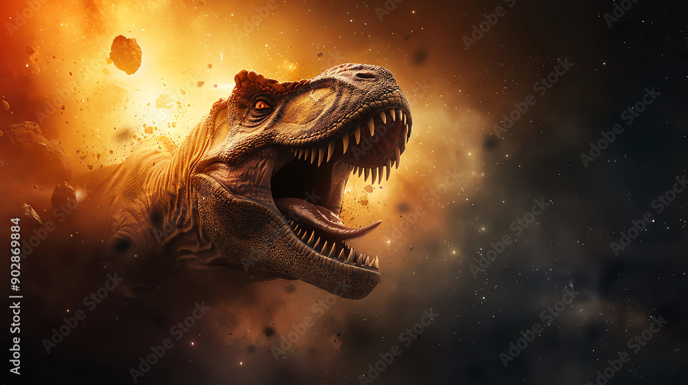 Dinosaur exploring space, cosmic scene with asteroids, bright and colorful, Dinosaur exploring space, cosmic scene with asteroids, bright and colorful,