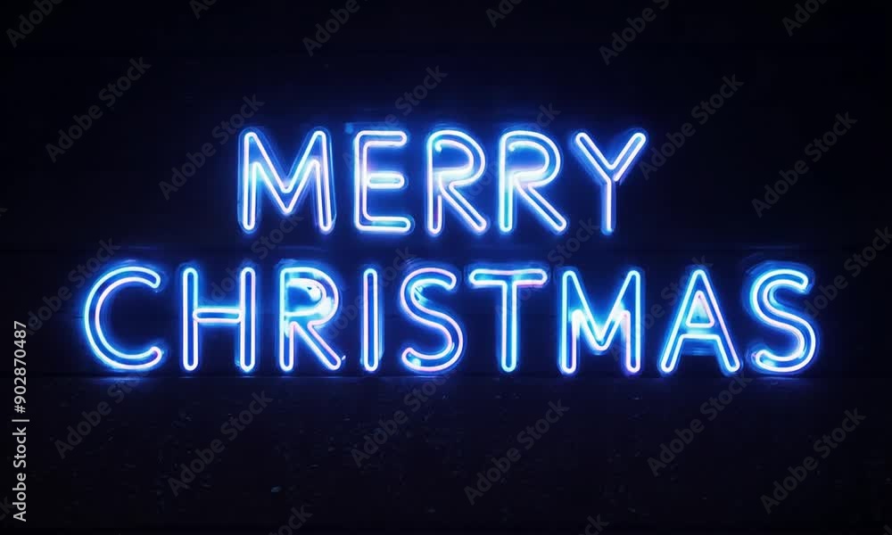 Merry Christmas is written in red neon lights. The lights are glowing and the letters are large. The image has a festive and joyful mood Merry Christmas is written in red neon lights. The lights are glowing and the letters are large. The image has a festive and joyful mood
