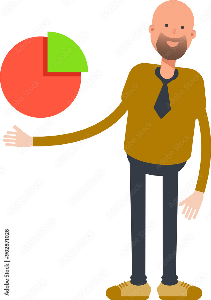 Bald Businessman Character Holding Pie Chart
Bald Businessman Character Holding Pie Chart