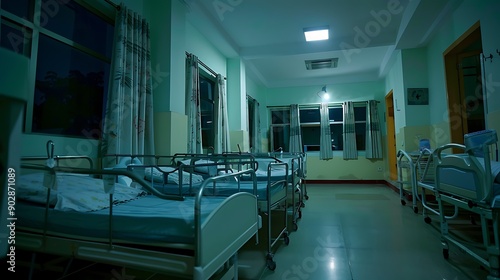 Hospital with four cots in a room without baby no one prepared photo