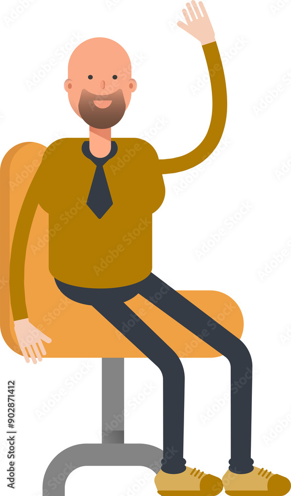 Bald Businessman Character Sitting on Chair
Bald Businessman Character Sitting on Chair
