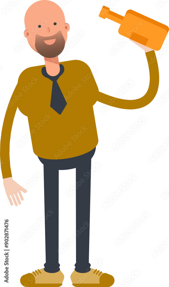 Bald Businessman Character Drinking Beer
Bald Businessman Character Drinking Beer