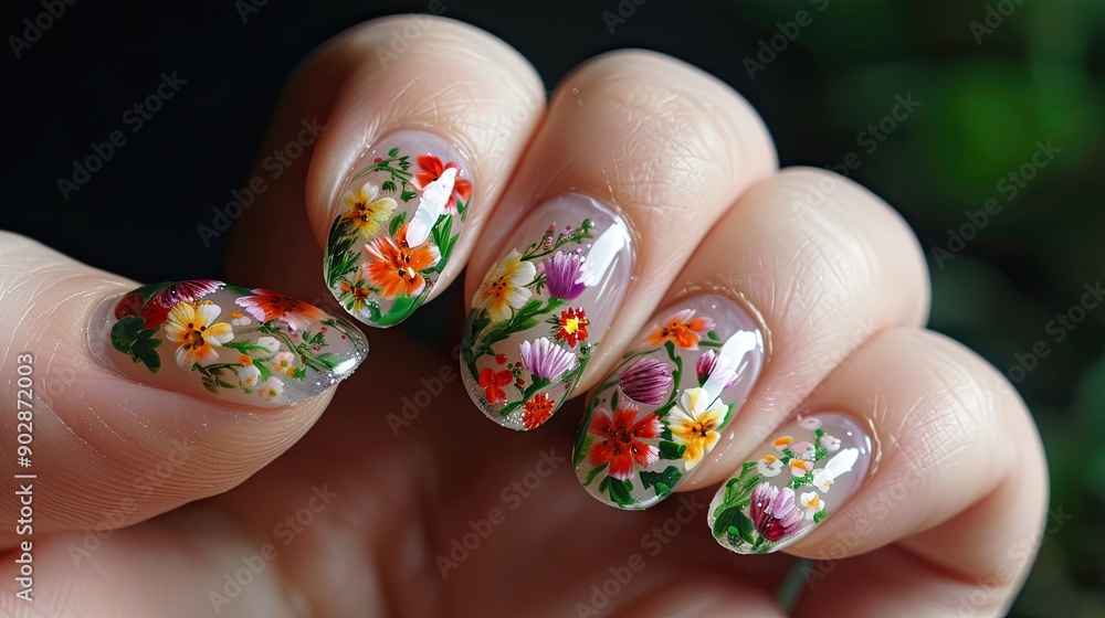 Spring inspired French tip nail art Spring inspired French tip nail art
