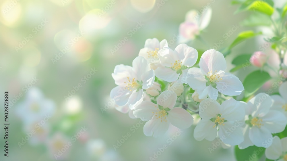 Delicate apple tree flowers in bloom, with a dreamy and blurred background Delicate apple tree flowers in bloom, with a dreamy and blurred background