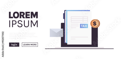 Calculating invoice for tax declaration and income tax return, business invoices concept flat vector illustration.	
