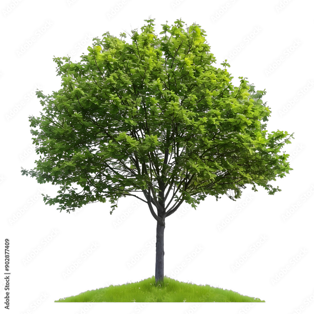 Obraz premium [Transparent Background PNG]Green Tree with Lush Foliage Isolated on White Background