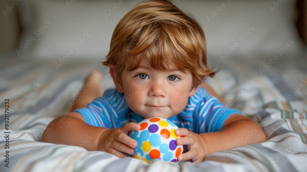 Adorable Baby Boy with Teddy Bear in Cozy Bedroom Adorable Baby Boy with Teddy Bear in Cozy Bedroom