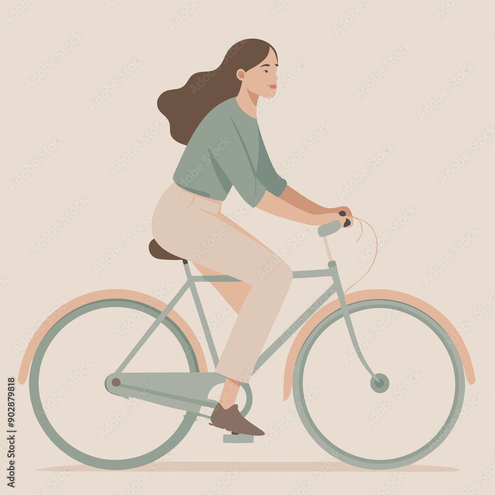 Woman riding a bike, international women's day, March 8, professions, icon, art Woman riding a bike, international women's day, March 8, professions, icon, art
