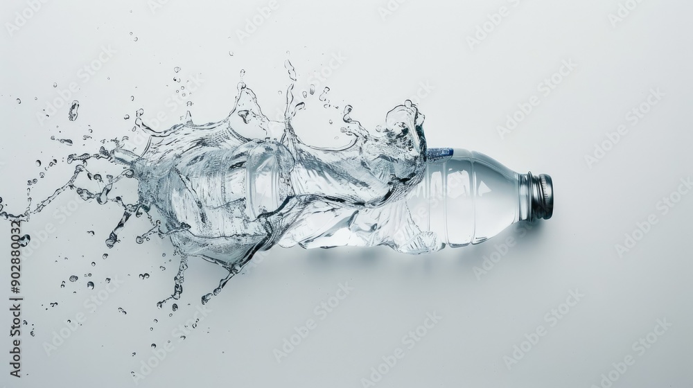 Fading water bottle on a white background, emphasizing the importance of preserving natural resources Fading water bottle on a white background, emphasizing the importance of preserving natural resources