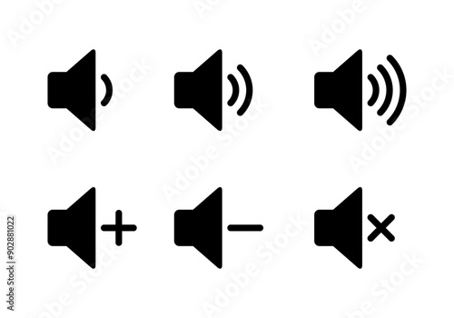 Speaker volume icon set collection. Sound level sign symbol