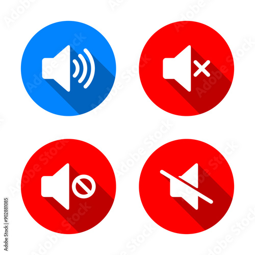 Speaker and volume off icon on circle background