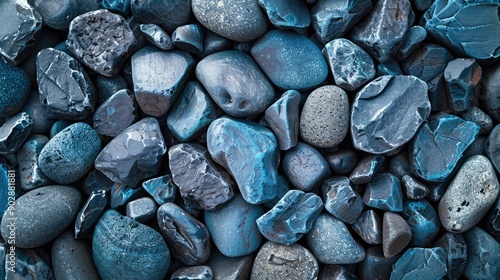 Geometric blue stones and rocks creating a minimalist background, ideal for a sleek and modern look photo