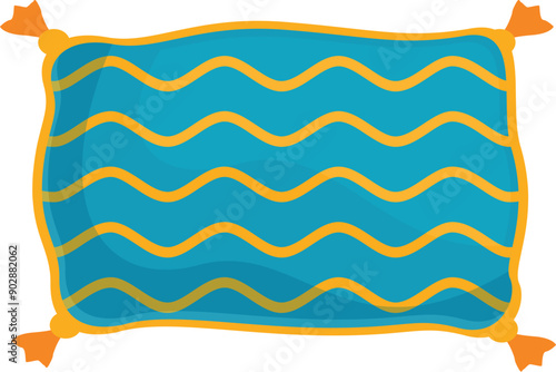 Blue pillow with wavy stripes and tassels is a great element for your design projects
