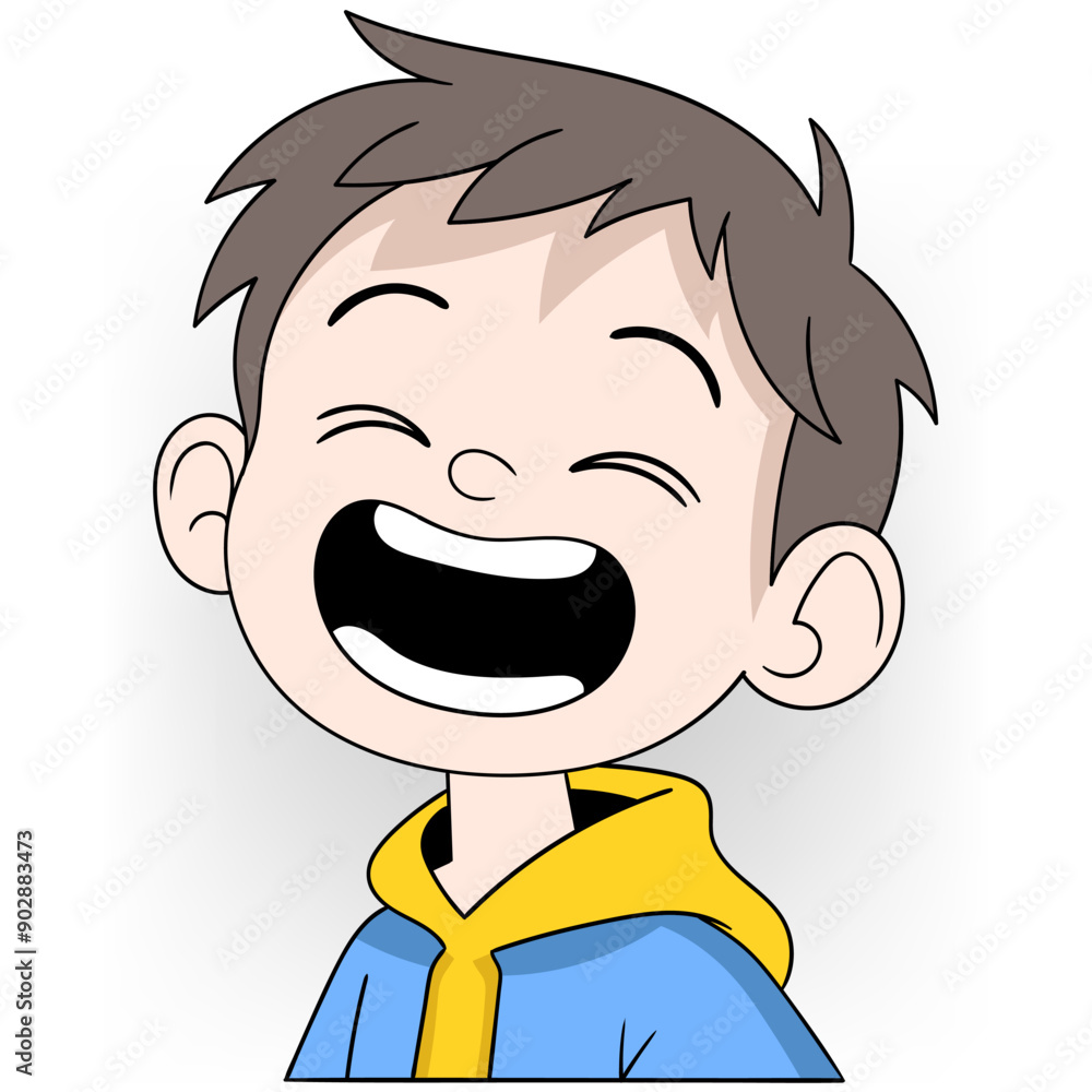 Obraz premium boy is laughing broadly while greeting