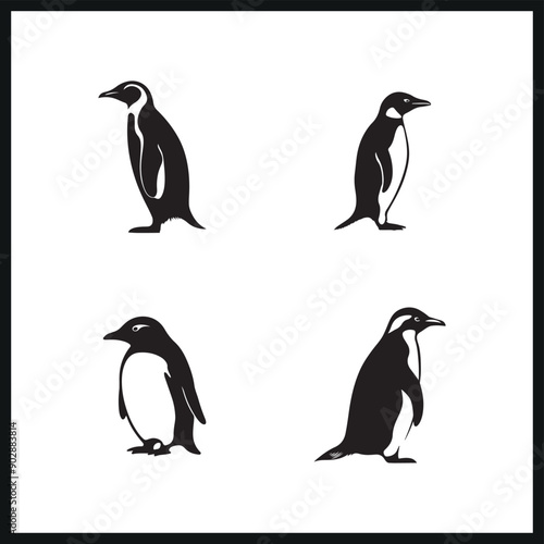 Penguin vector silhouette illustration black