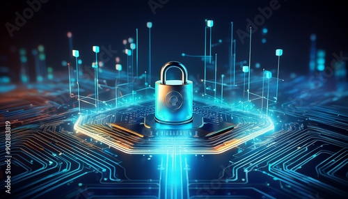 Internet security and data protection concept, blockchain and cybersecurity