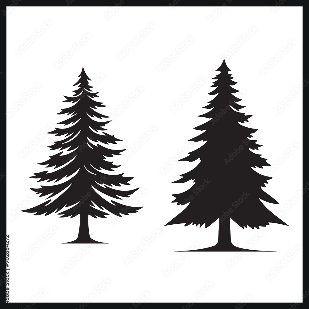 Obraz premium Pine Tree Silhouette. vector xmas tree silhouette