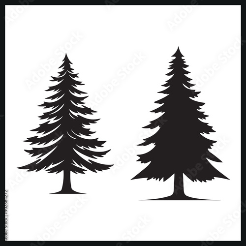 Pine Tree Silhouette. vector xmas tree silhouette