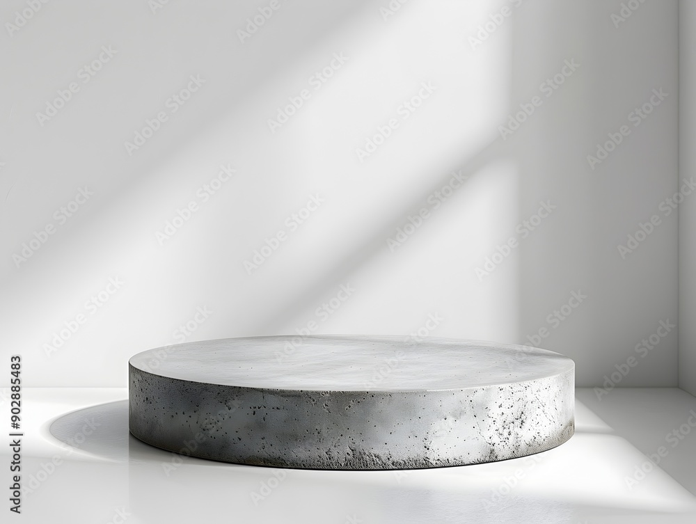 Concrete Pedestal with Soft White Backdrop for Modern Product Presentation Concept Concrete Pedestal with Soft White Backdrop for Modern Product Presentation Concept
