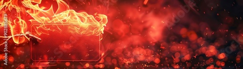 Red hot sale tag engulfed in flames, dark background, intense lighting, closeup shot, bold and eyecatching