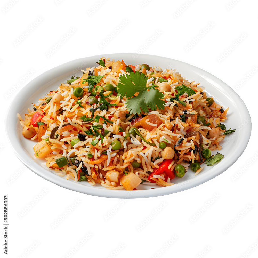 Delicious plate of colorful bangladeshi biryani isolated on a transparency Delicious plate of colorful bangladeshi biryani isolated on a transparency