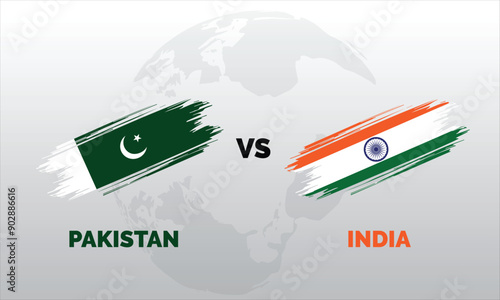 Pakistan vs India with Pakistan and India Flag, isolated on white Background, Pak vs Ind