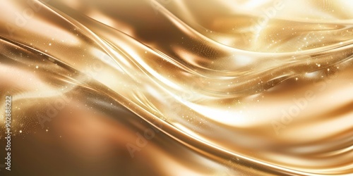 Abstract Golden Waves with Glittering Texture photo