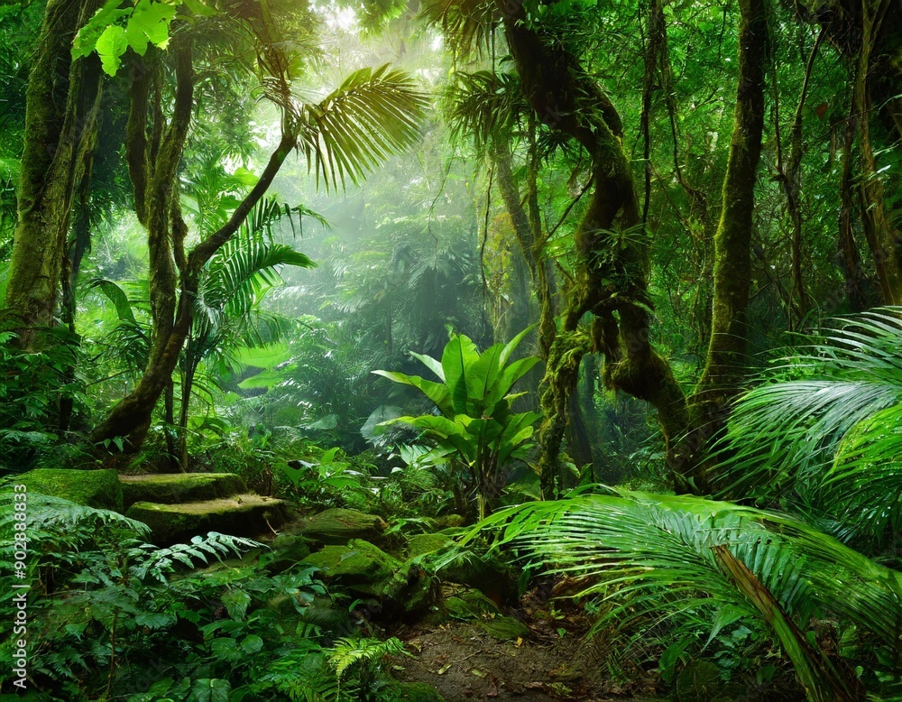 Deep tropical jungles of Southeast Asia in august Deep tropical jungles of Southeast Asia in august
