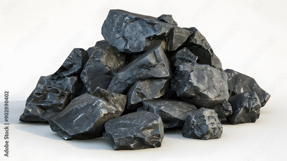 Obraz premium Black coal element on white background