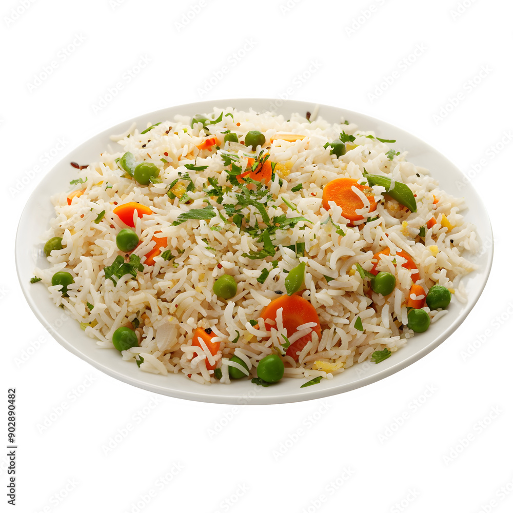 High-quality photo featuring a mouthwatering plate of bangladeshi biryani set against a clear background High-quality photo featuring a mouthwatering plate of bangladeshi biryani set against a clear background