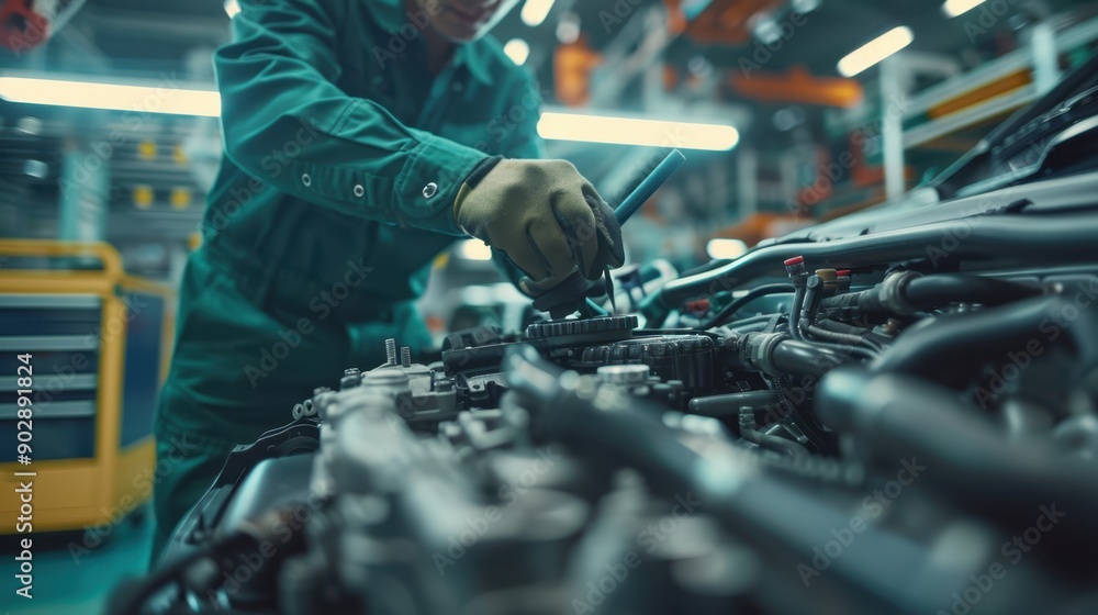 The mechanic repairing engine The mechanic repairing engine
