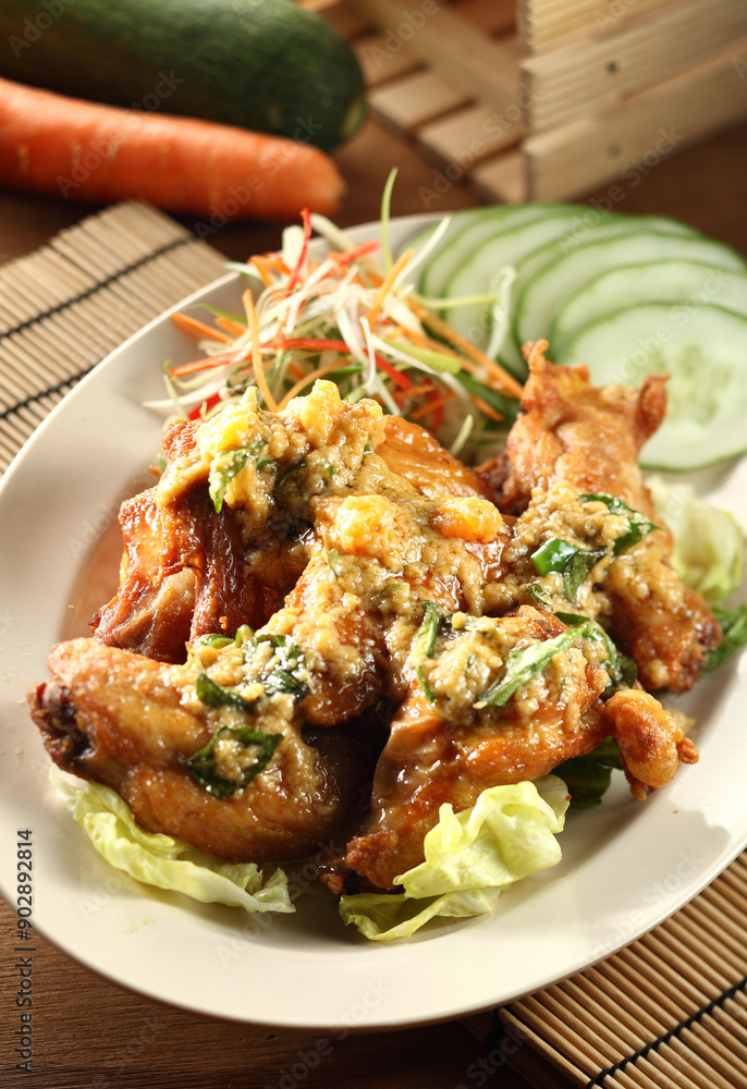 Asian cuisine salted egg yolks chicken Asian cuisine salted egg yolks chicken