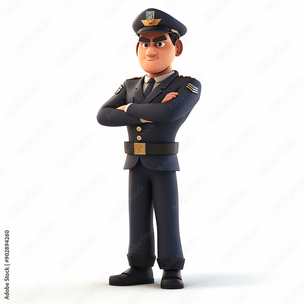 a pilot in uniform, standing proudly, white background a pilot in uniform, standing proudly, white background