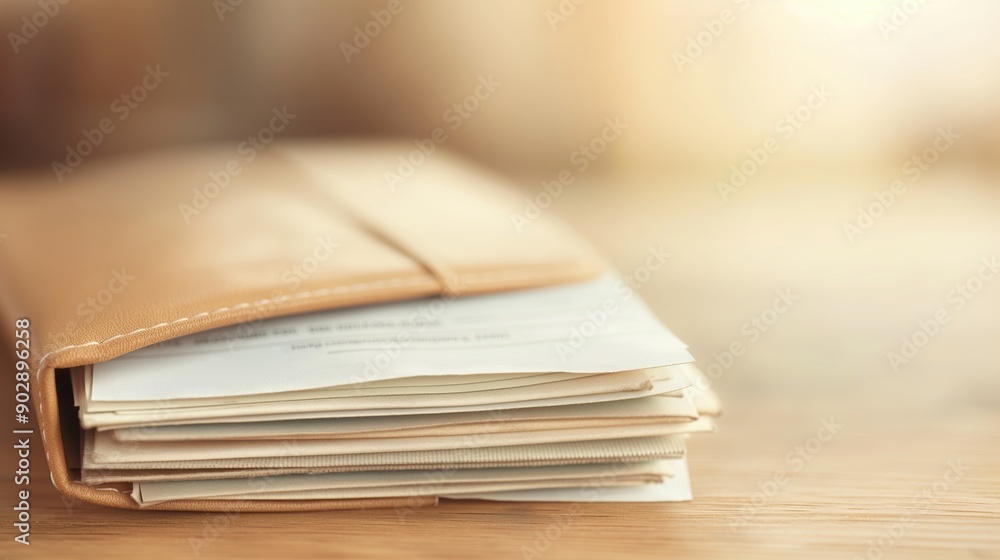 Naklejka premium Empty wallet with past-due notices, illustrating personal debt struggles