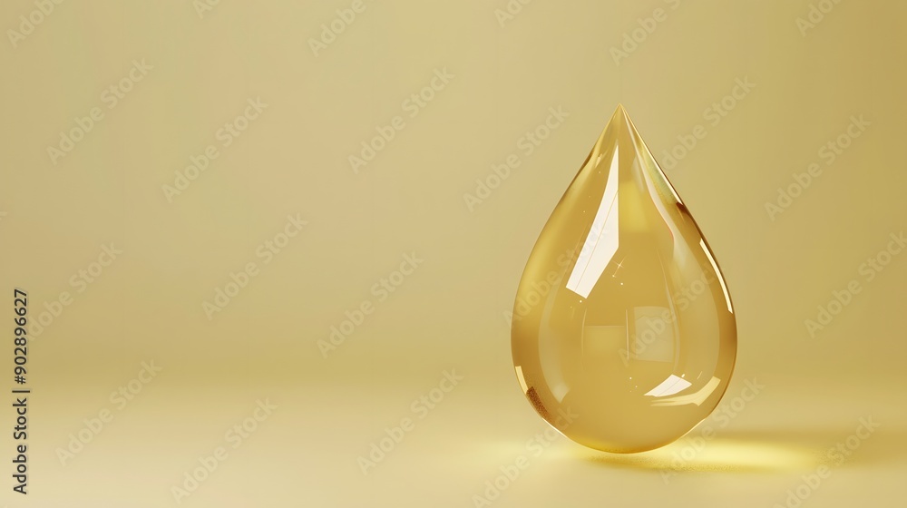 Fototapeta premium Oil drop vector illustration. Yellow liquid droplet