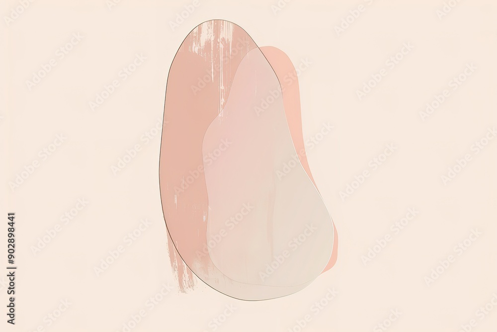 Fototapeta premium A soft, neutral color brush stroke in light pink or beige on an isolated white background