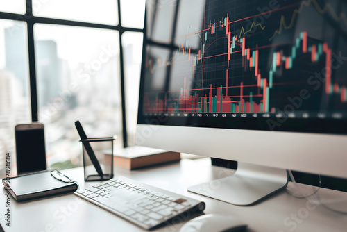 Graph Stock displayed on office monitor