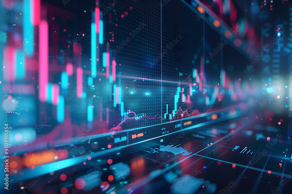 Monitor with Stock chart Technology and Data Elements Monitor with Stock chart Technology and Data Elements