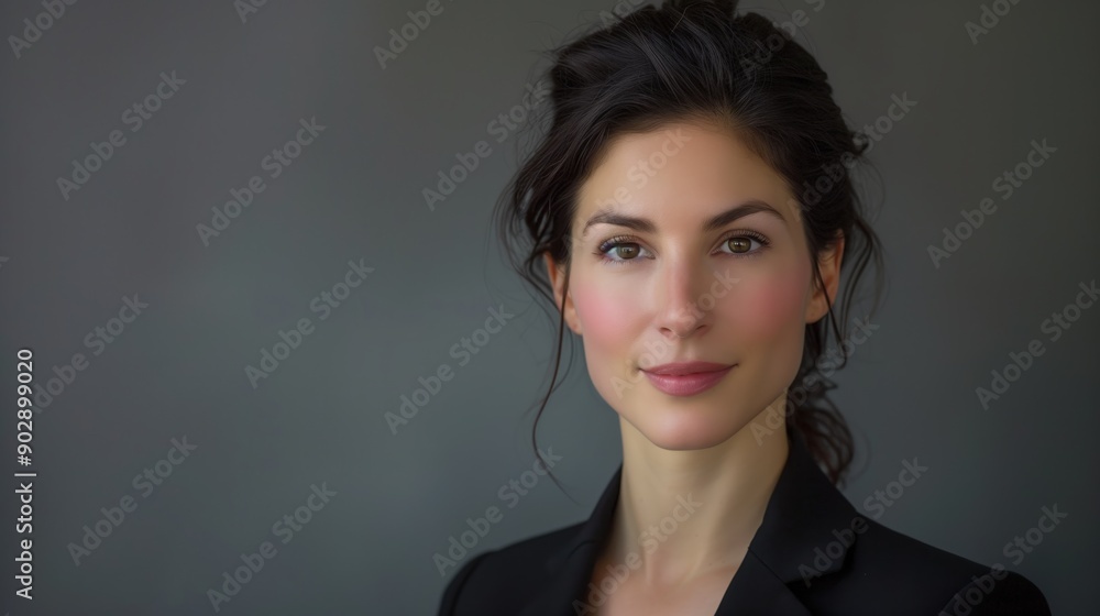 16:9 Headshot Portrait: Confident Businesswoman in black suit Exuding Leadership and Success. Elegant Corporate Executive Poses Against Neutral Background. Expertise for Business, Marketing. Branding. 16:9 Headshot Portrait: Confident Businesswoman in black suit Exuding Leadership and Success. Elegant Corporate Executive Poses Against Neutral Background. Expertise for Business, Marketing. Branding.