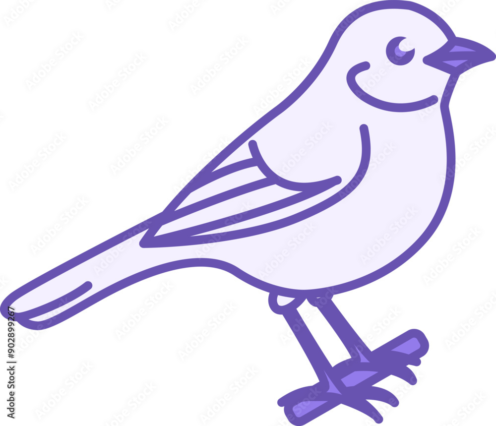 Fototapeta premium Colored Bird Icon. Vector Sparrow Icon on Branch. Pet Concept