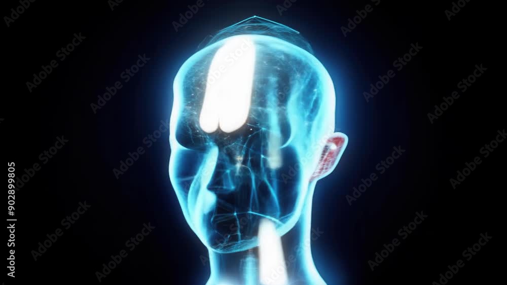 Uncanny AI wireframe head: abstract humanoid loop rotation revealed Uncanny AI wireframe head: abstract humanoid loop rotation revealed