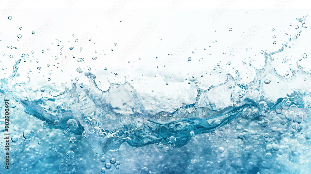 Splashing blue water against a white background. Splashing blue water against a white background.