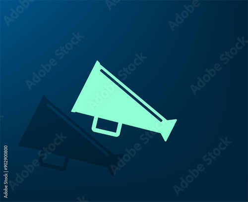 Vector illustration with shadow on blue background with gradient