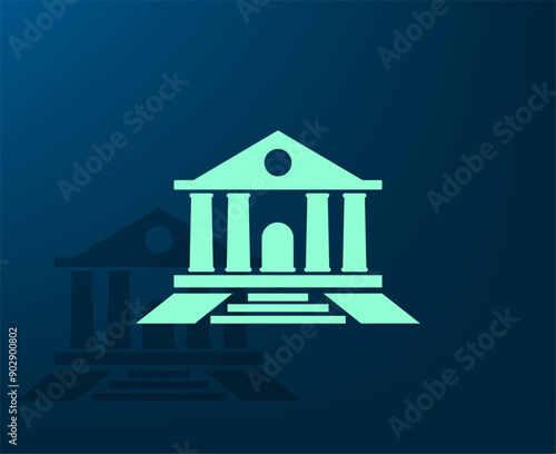Vector illustration with shadow on blue background with gradient